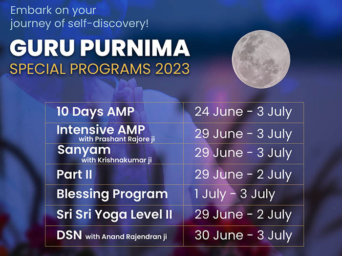 Guru Purnima Special Programs at The Art of Living Ashram